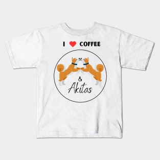 I love coffee and Akita dog Kids T-Shirt